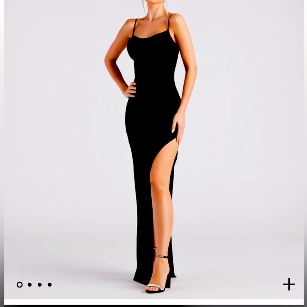 Windsor high slit black formal dress